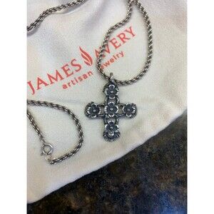James Avery Retired Dogwood Cross Pendant with Original James Avery Chain